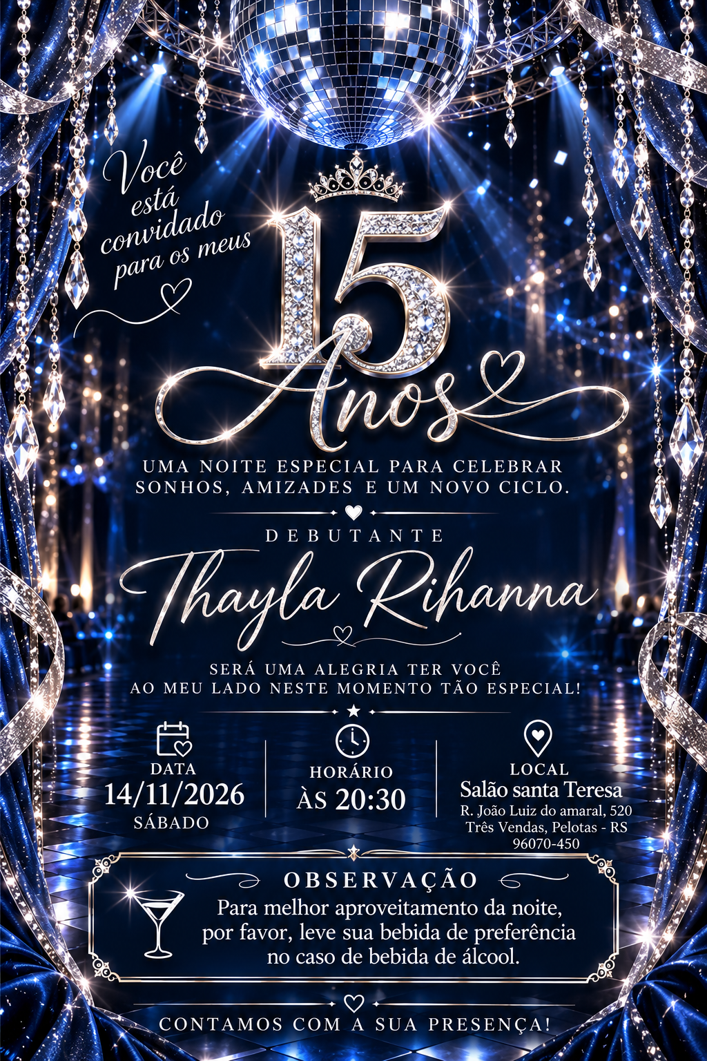 Convite de 15 anos de Thayla Rihanna